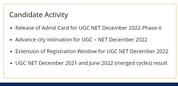 UGC NET December 2022 Phase II Admit Card download link