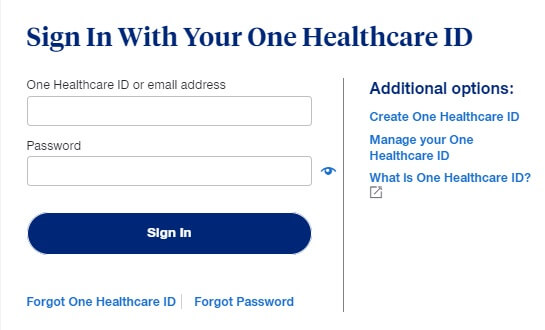 UHC One Healthcare ID login page