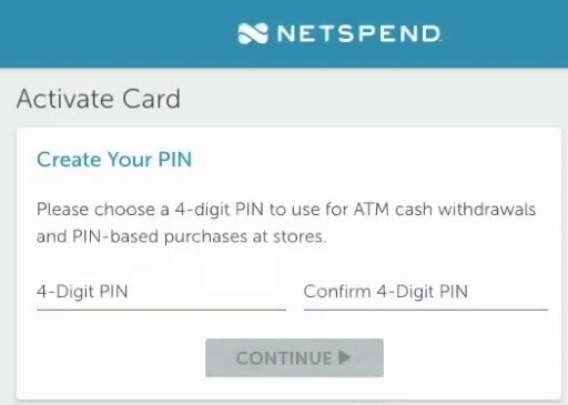 netspend card activation create a PIN