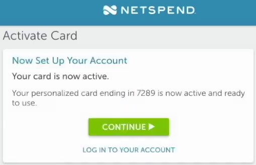 netspend card successful activation message