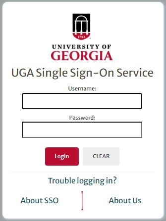 Athena UGA portal login page