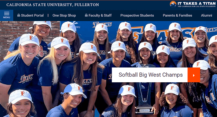 CSU Fullerton website homepage