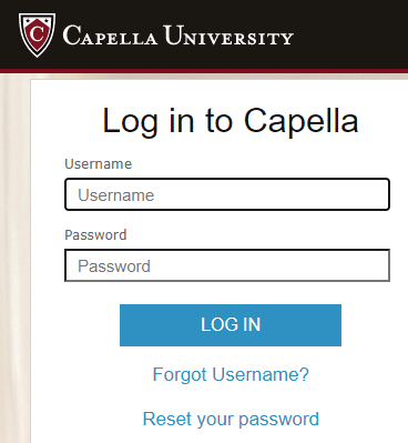 Capella University applicant's login page