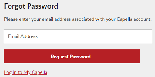 Capella University password reset form