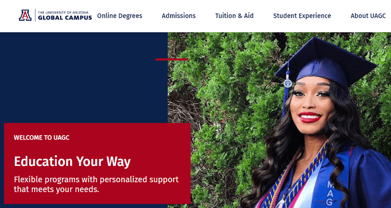 University of Arizona Global Campus website homepage