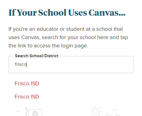 find canvas login url through school search