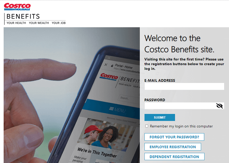 Costco employee benefits login page