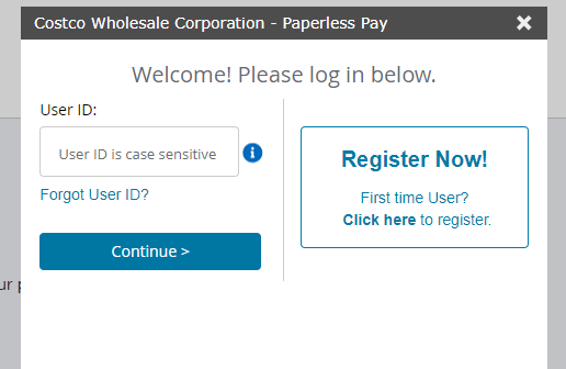 Costco paperless pay login form
