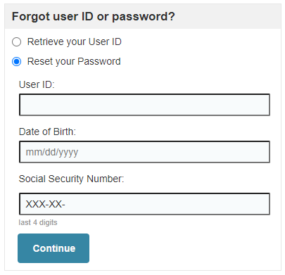 Edward Jones password reset form