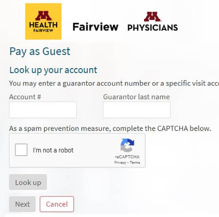 Fairview MyChart guest payment online form