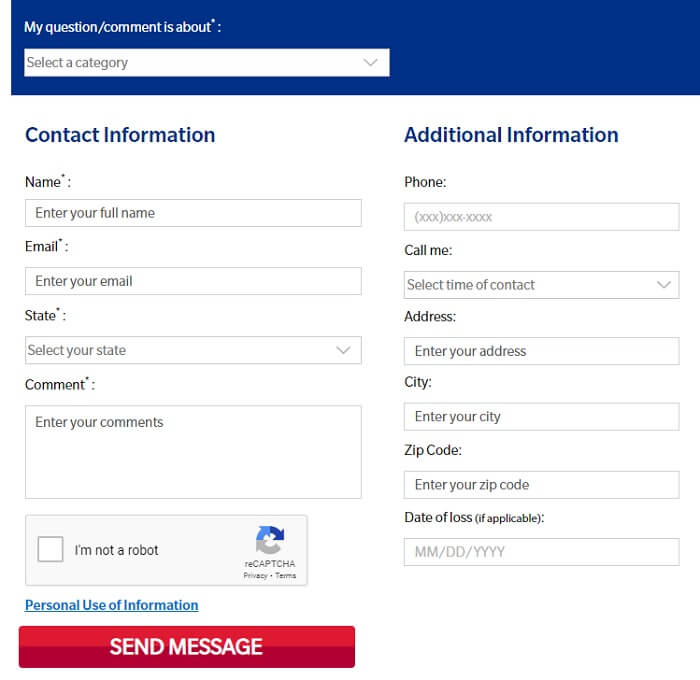 Farmers insurance customer service request form