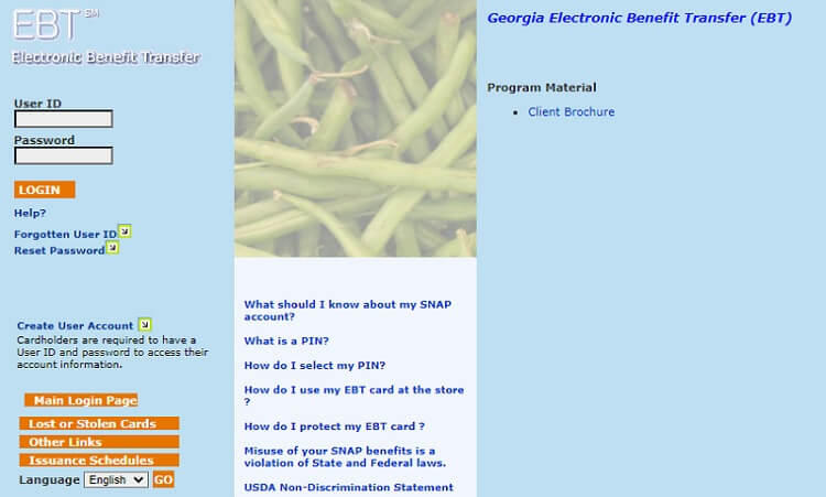 Georgia EBT web portal