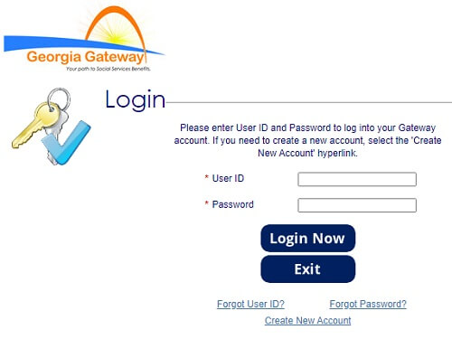 Georgia Gateway desktop website login page