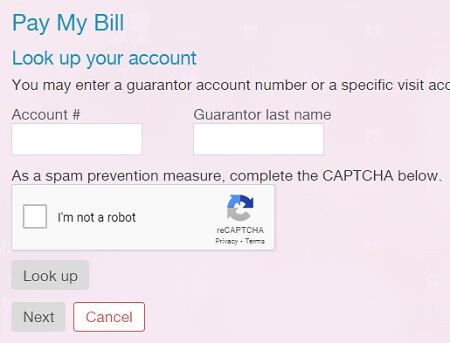 Guest Payment form on MyChartPlus portal