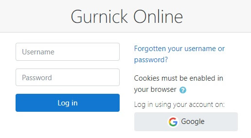 Gurnick Moodle login page