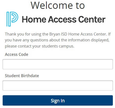 HAC BISD account registration through access code