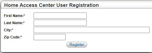 HAC BISD user registration page