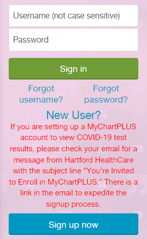 Hartford Health MyChartPlus login page