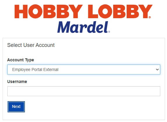 Hobby Lobby, mardel employee portal password reset page