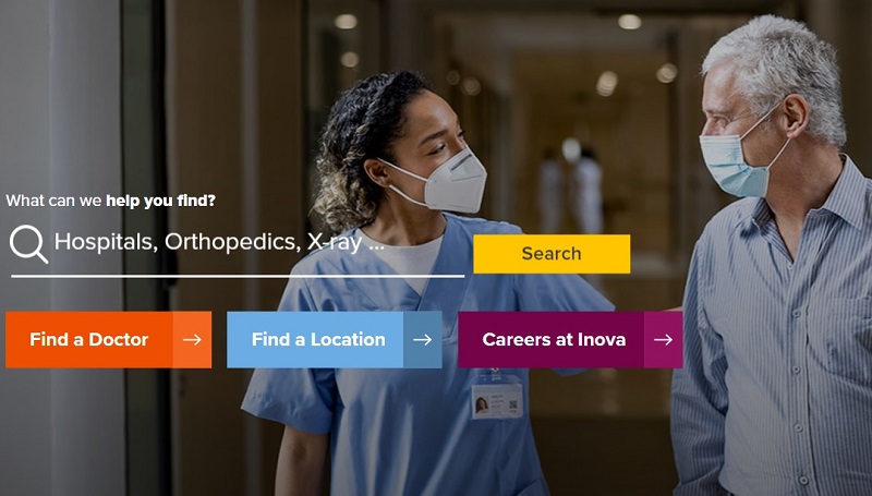 Inova Health System website homepage