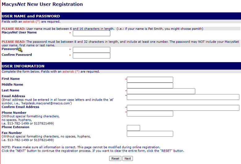 Macysnet vendor registration form
