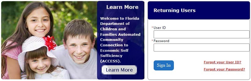 My Access Florida login page