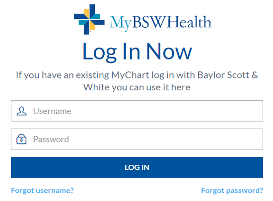 MyBSWHealth SSO login page