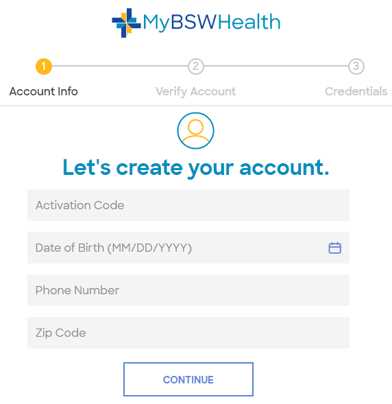 MyBSWHealth registration through an activation code