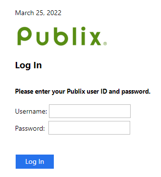 Publix login page