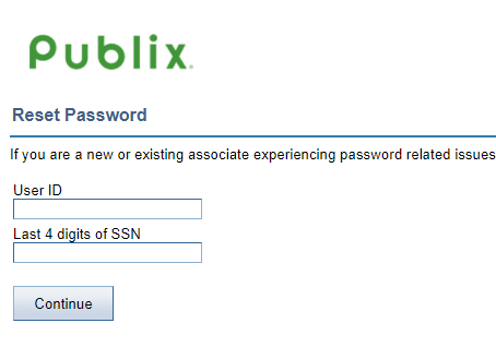 Publix passport password reset utility