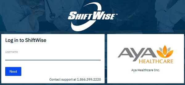 Shiftwise login page