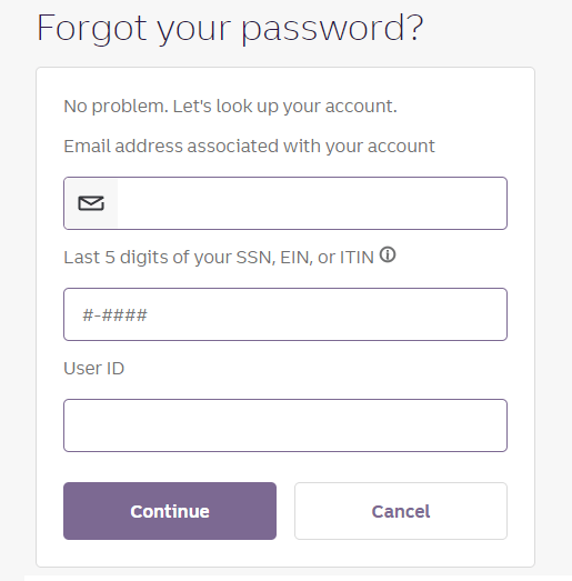 Truist password reset form