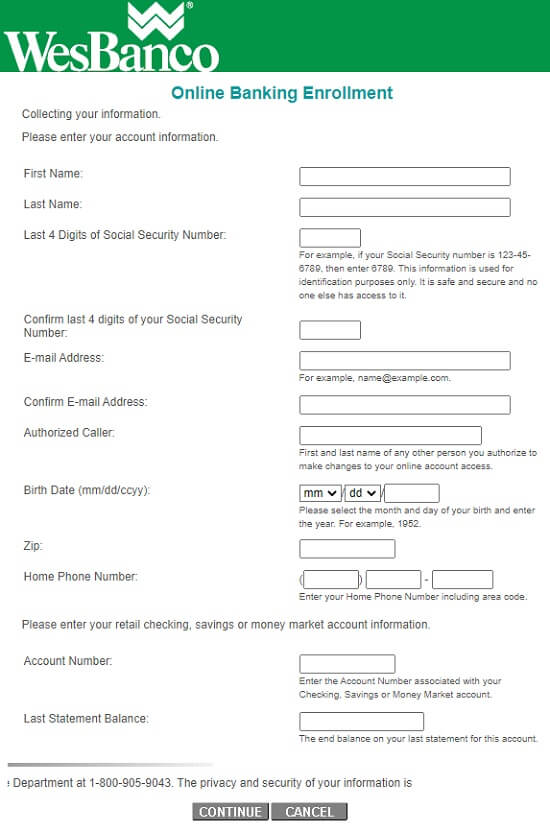 Wesbanco online banking enrollment form