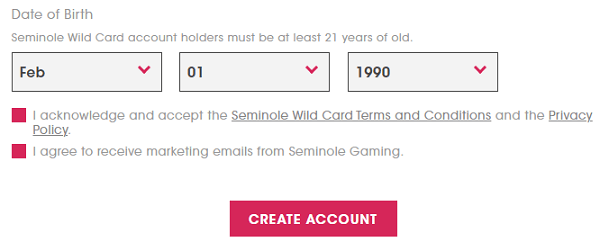 seminole wild card create account link