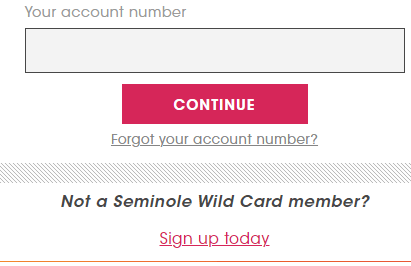 seminole wild card new account create link