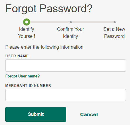CareCredit Provider Password reset form