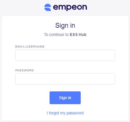 Empeon ESS Hub login page