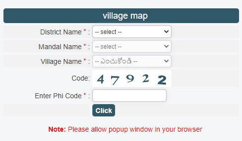 Meebhoomi village map search form