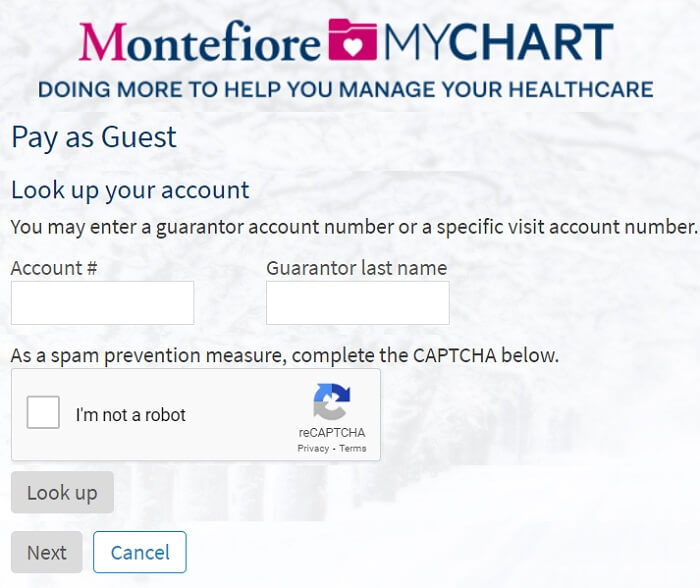 Montefiore MyChart guest bill payment