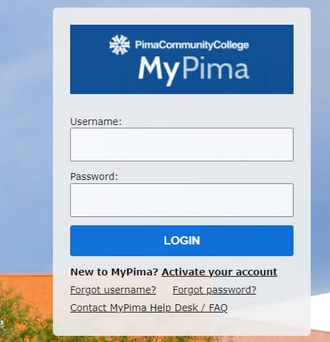 mypima.pima.edu login page