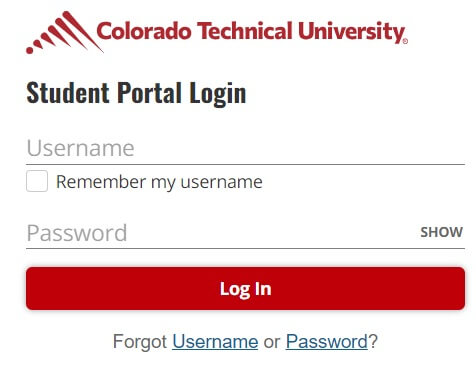 CTU student portal login page