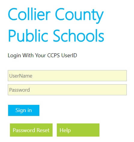 Colliers County Canvas SSO login page