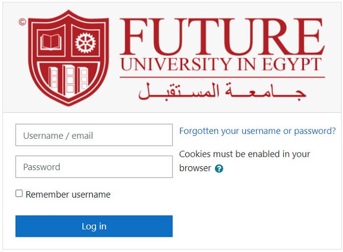 Future University Moodle LMS student login page
