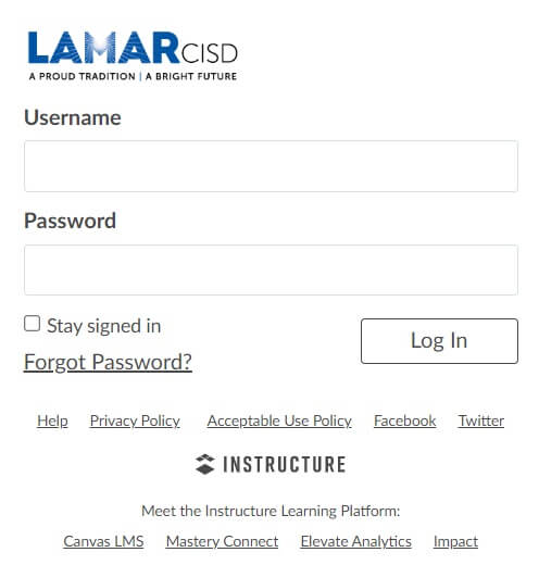 LCISD Instructure login page