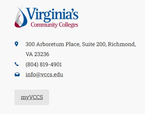 MyVCCS link on the footer of the website