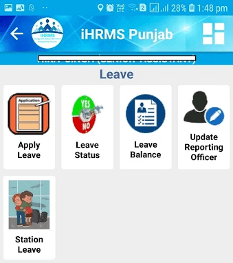 ihrms punjab mobile app leave details